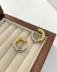 Elegante Edelstahl-Creolen im minimalistischen Farbblock-Stil – Gold und Silber