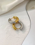 Elegante Edelstahl-Creolen im minimalistischen Farbblock-Stil – Gold und Silber