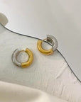 Elegante Edelstahl-Creolen im minimalistischen Farbblock-Stil – Gold und Silber