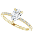 Tropfen Pavé Solitaire Ring Gelbgold