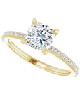 Cushion Pavé Solitaire Ring Gelbgold