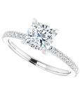 Cushion Pavé Solitaire Ring Weißgold