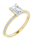 Emerald Pavé Solitaire Ring Gelbgold