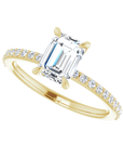 Emerald Pavé Solitaire Ring Gelbgold