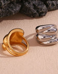 Ring mit Wassertropfen- und Wellendesign aus Edelstahl, 18K Vergoldet