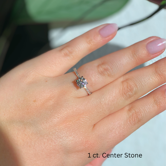 Pavé Solitaire Ring Weißgold