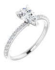 Tropfen Pavé Solitaire Ring Weißgold