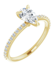 Tropfen Pavé Solitaire Ring Gelbgold