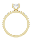 Cushion Pavé Solitaire Ring Gelbgold