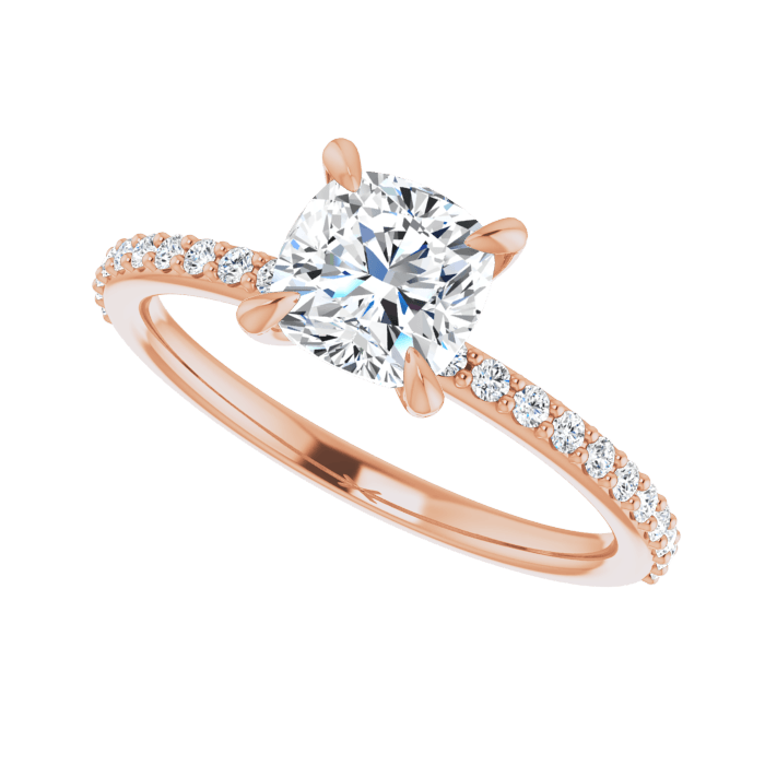 Cushion Pavé Solitaire Ring Roségold