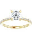 Cushion Pavé Solitaire Ring Gelbgold