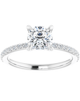 Cushion Pavé Solitaire Ring Weißgold