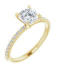 Cushion Pavé Solitaire Ring Gelbgold