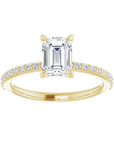 Emerald Pavé Solitaire Ring Gelbgold