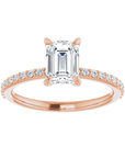 Emerald Pavé Solitaire Ring Roségold