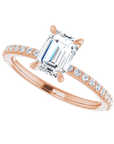 Emerald Pavé Solitaire Ring Roségold