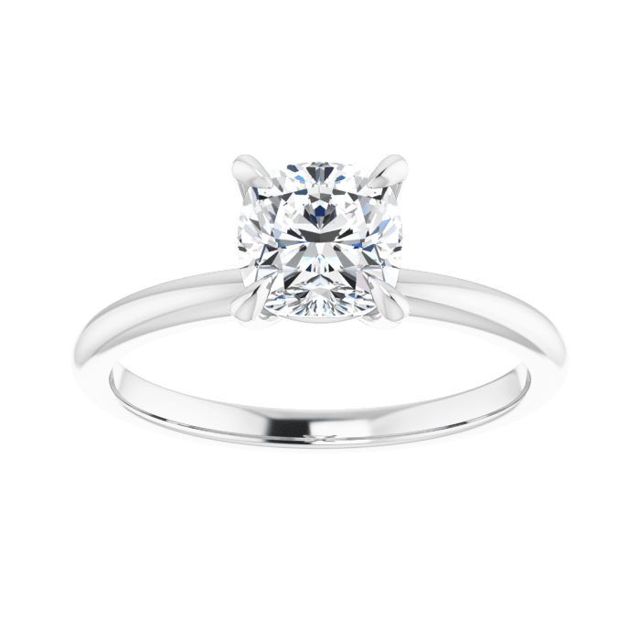 Cushion Solitaire Ring Weißgold