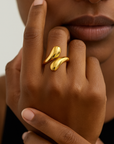 Ring aus Edelstahl in Schlangenform, 18K vergoldet