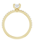 Oval Pavé Solitaire Ring Gelbgold