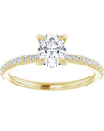 Oval Pavé Solitaire Ring Gelbgold